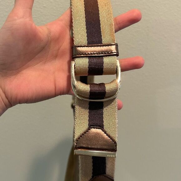 GUCCI Sherry Line Shoulder Bag Canvas Bronze Beige Brown - Picture 9 of 16